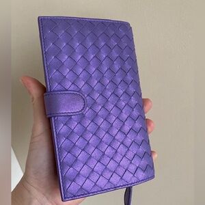Bottega Veneta Intrecciato Leather Bifold Wallet Purple